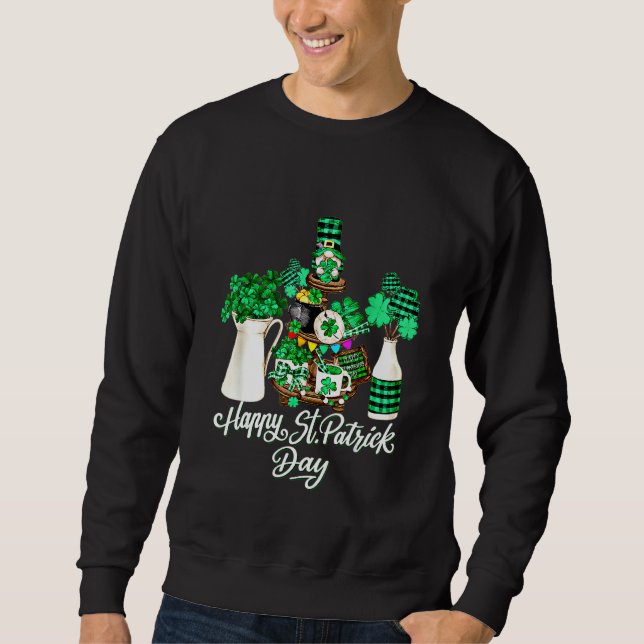 Sudadera Decoración Verde De Shamrock Con Feliz St Patricks (Anverso)