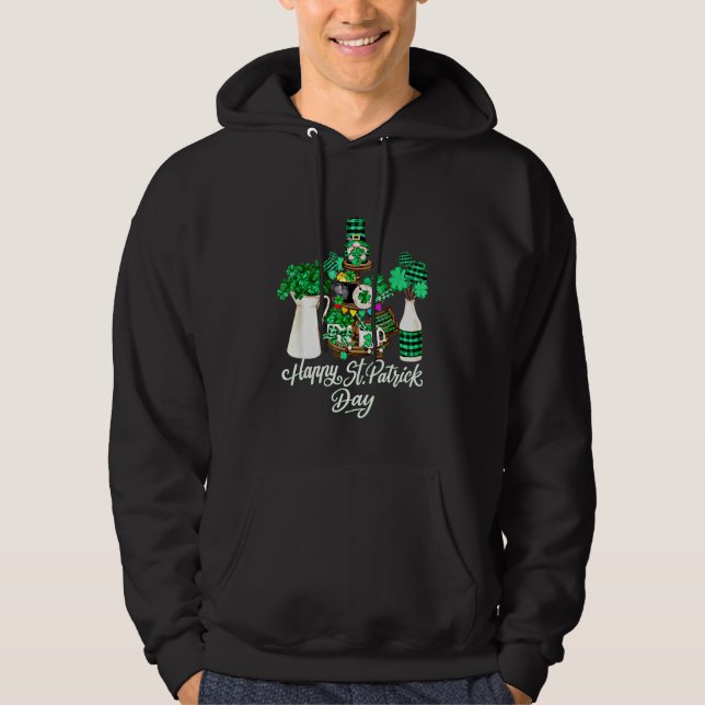 Sudadera Decoración Verde De Shamrock Con Feliz St Patricks (Anverso)