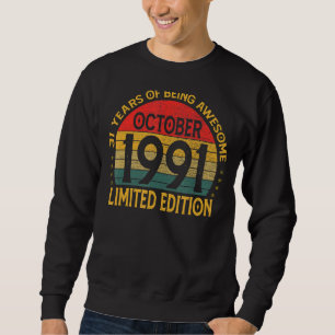 Sudadera Decoración vintage de cumpleaños octubre de 1991