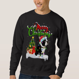 Sudadera Decoraciones de Navidad Santa Perro Boston Terrier