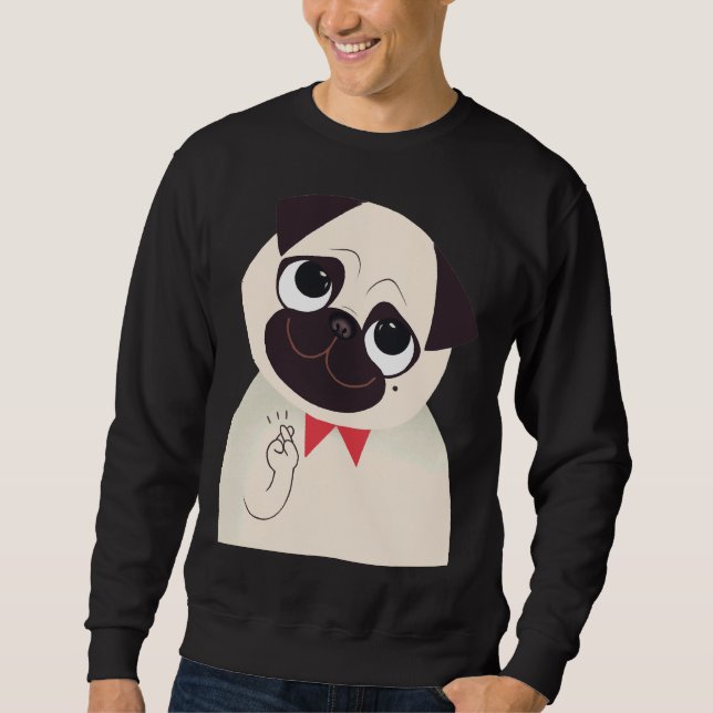 Sudadera Dedos cruzados Pug Gray Classic T-Shirt 732 (Anverso)