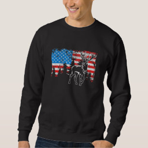 Sudadera Deer Elk Caza Bandera Estadounidense Usa Pro Hunte