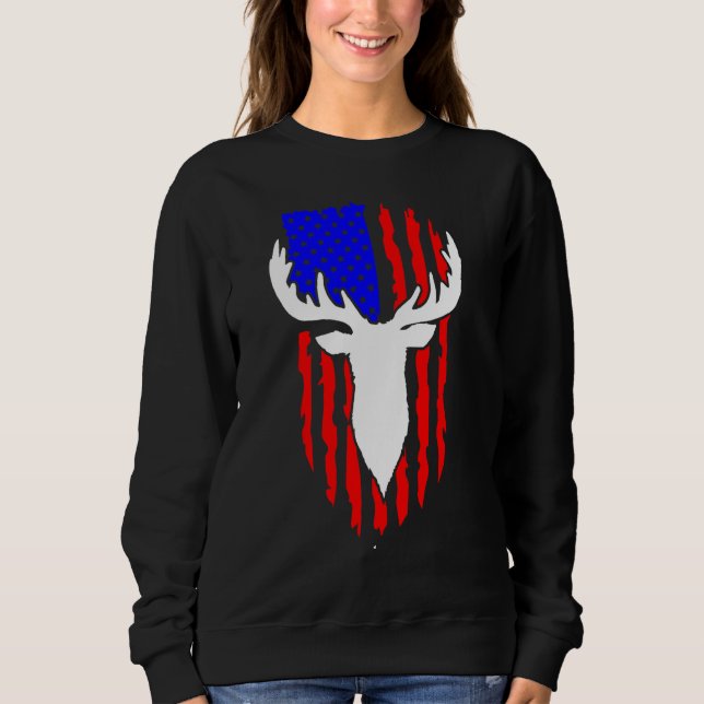 Sudadera Deer Hunting American Flag 4th of July Patriotic U (Anverso)