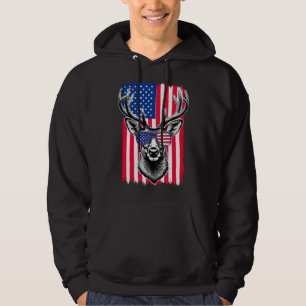 Sudadera Deer Patriótico Usando gafas de sol de bandera est