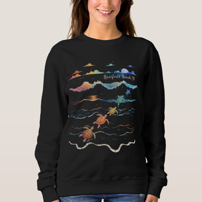 Sudadera Deerfield Beach Florida Sea Turtle Lover Beach Vac (Anverso)