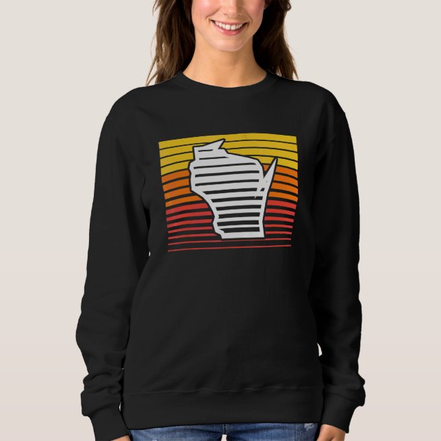 Sudadera Degradado Retroceso de Forma de Wisconsin (Anverso)