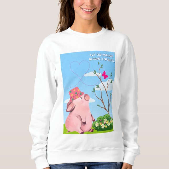 Sudadera deja que la cita del sueño-cerdo (Anverso)