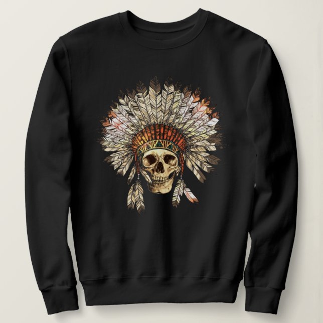 Sudadera del cráneo del nativo americano (Anverso del diseño)