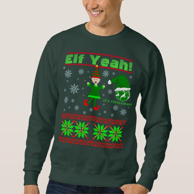Sudadera Del duende navidad divertido sí (Anverso)