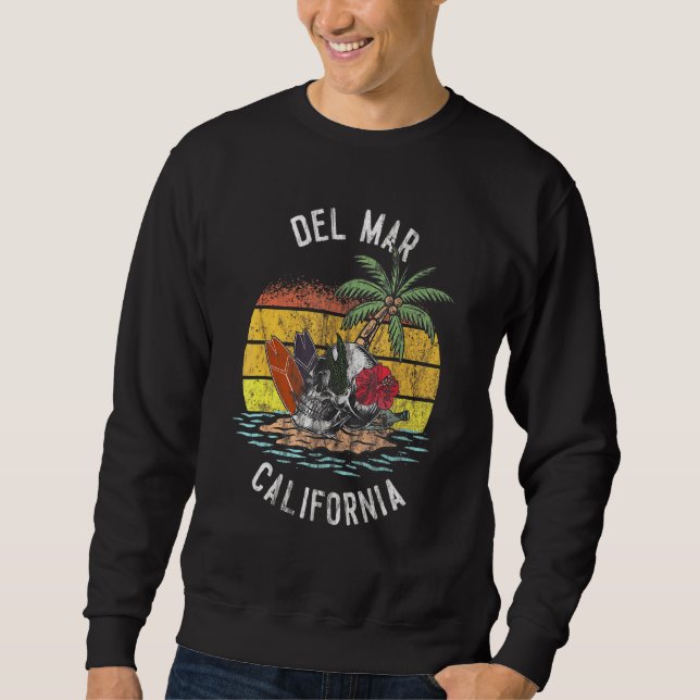 Sudadera Del Mar Beach California Palms Skull Surf Sunset V (Anverso)