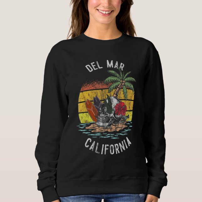 Sudadera Del Mar Beach California Palms Skull Surf Sunset V (Anverso)