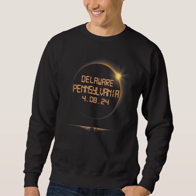 Sudadera Delaware Pensilvania PA Eclipse Total Solar Abril (Anverso)