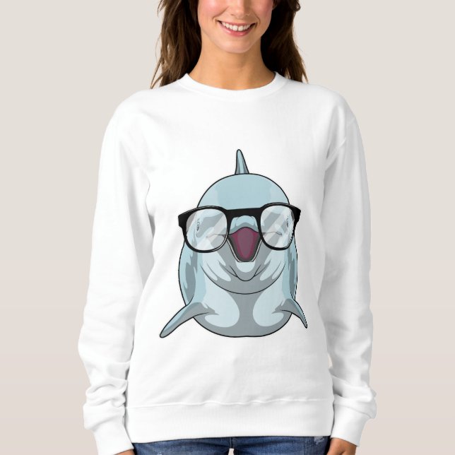 Sudadera Delfín como nerd con lentes (Anverso)