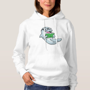 Sudadera Delfín como nerd con lentes y libro