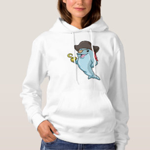 Sudadera Delfín como pirata con parche de ojos y mano engan