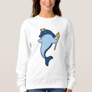 Sudadera Delfín como rey con personal y corona