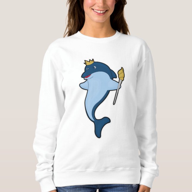 Sudadera Delfín como rey con personal y corona (Anverso)