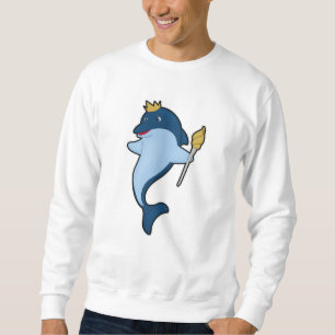 Sudadera Delfín como rey con personal y corona