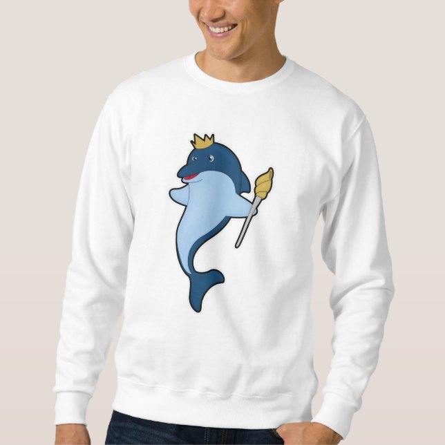 Sudadera Delfín como rey con personal y corona (Anverso)