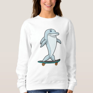 Sudadera Delfín como Skater con Skateboard