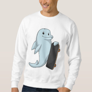 Sudadera Delfín como Skater con Skateboard