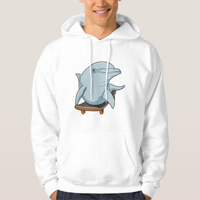 Sudadera Delfín como Skater con Skateboard (Anverso)