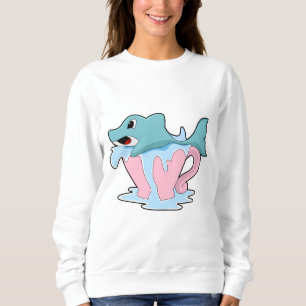 Sudadera Delfín con una copa de agua. PNG