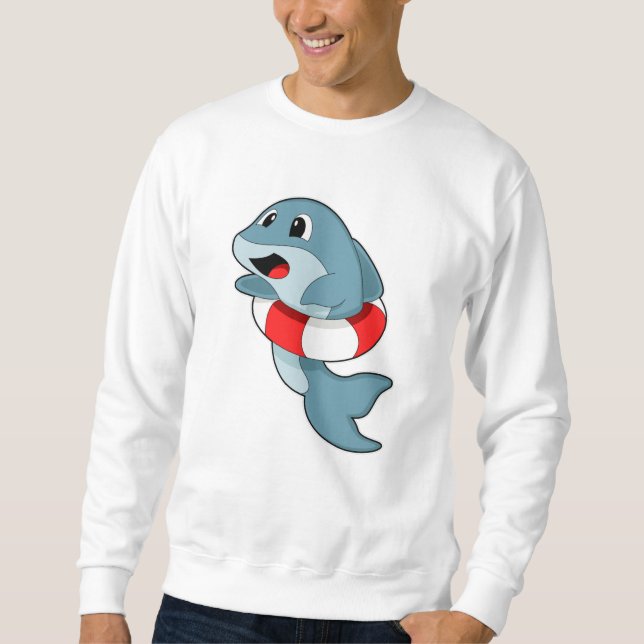 Sudadera Delfín en Natación con anillo de natación (Anverso)