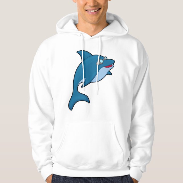 Sudadera Delfín en Natación con Gafas de Natación (Anverso)