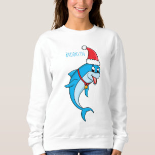 Sudadera Delfín lindo con personalizado de Santa hat