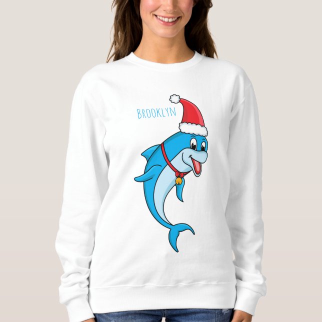 Sudadera Delfín lindo con personalizado de Santa hat (Anverso)