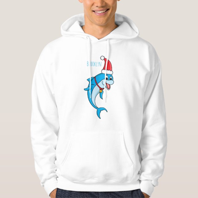 Sudadera Delfín lindo con personalizado de Santa hat (Anverso)