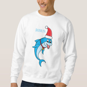 Sudadera Delfín lindo con personalizado de Santa hat