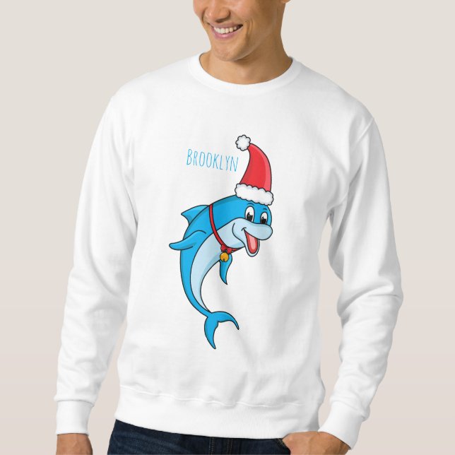 Sudadera Delfín lindo con personalizado de Santa hat (Anverso)