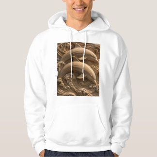 Sudadera Delfines de Madera Tallada Olas del Océano Gráfico
