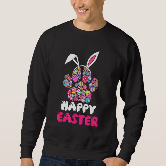 Sudadera Delicioso Día de Pascua Paw Bunny Perro Gato Mamá  (Anverso)