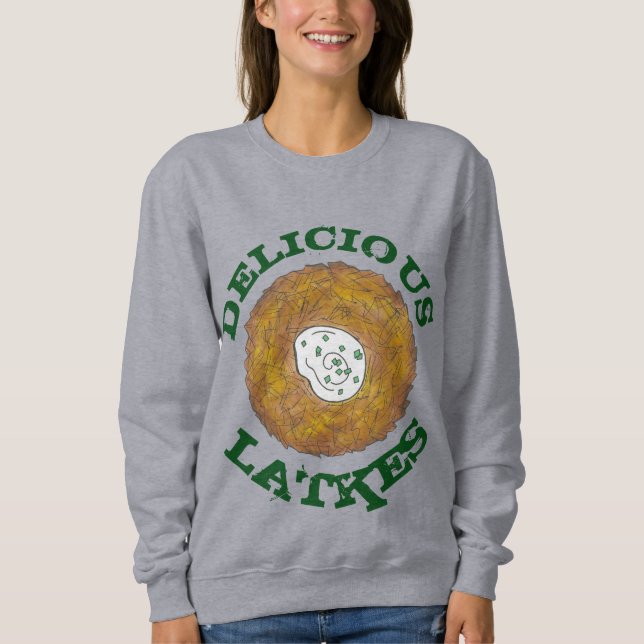 Sudadera Delicioso Latkes Gastronomía Judía Hanukkah (Anverso)