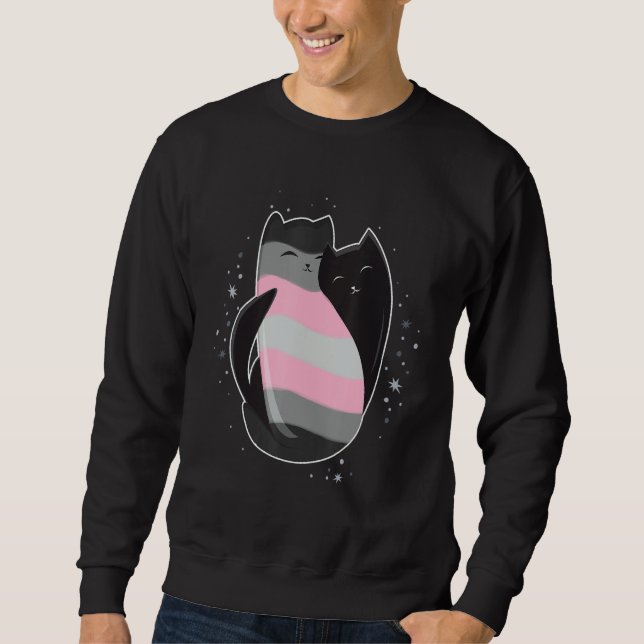 Sudadera Demigirl Cat Flag Nonbinary Transgender LGBT Black (Anverso)