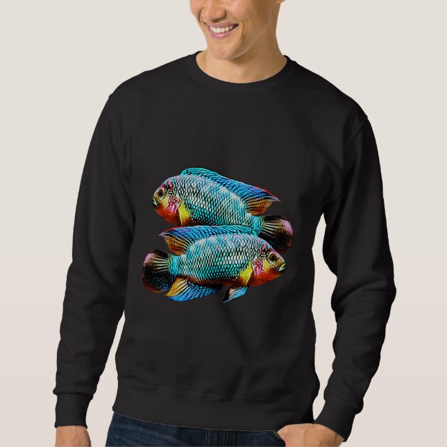 Sudadera Dempsey Cichlid Big Fish Tank Keepers Aquarium Bre (Anverso)