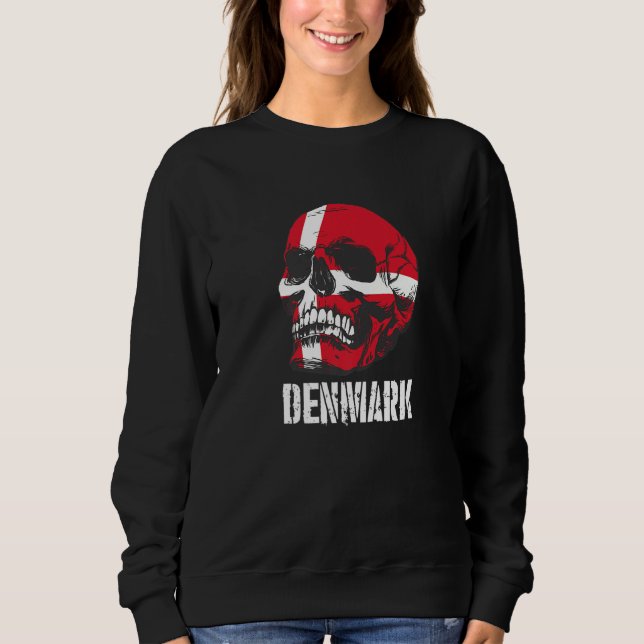 Sudadera Denmark Flag Skull Danish Pride Patriotic (Anverso)