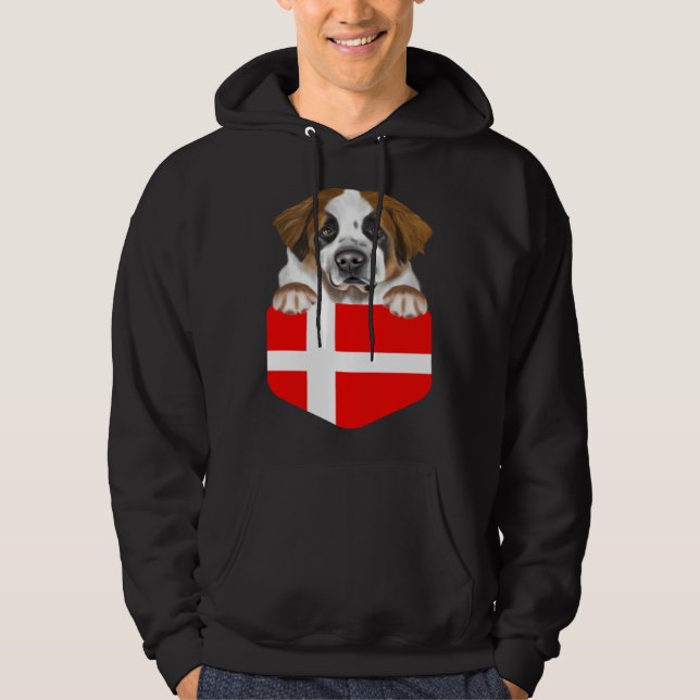 Sudadera Denmark Flag St Bernard Dog In Pocket (Anverso)