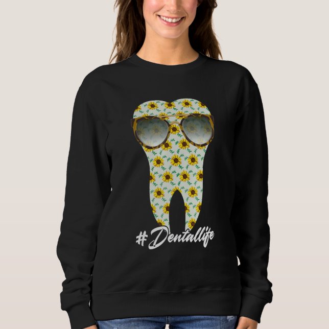 Sudadera Dental Life Tooth Sunflower Leopard Dentist Dental (Anverso)