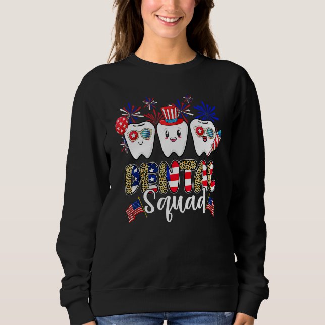 Sudadera Dental Squad 4th Of July America Flag Patriotic De (Anverso)