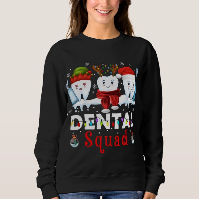 Sudadera Dental Squad Cute Navidades Dientes Dentistas Merr (Anverso)