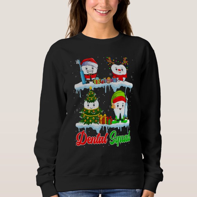 Sudadera Dental Squad Santa Elf Reindeer Christmas Tree Tee (Anverso)