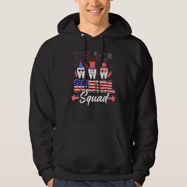 Sudadera Dental Squad Tooth American Flag 4th Of July  Dent (Anverso)