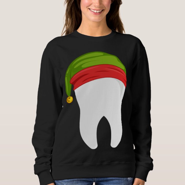 Sudadera Dentist Christmas  tooth Dental  with Elf hat (Anverso)