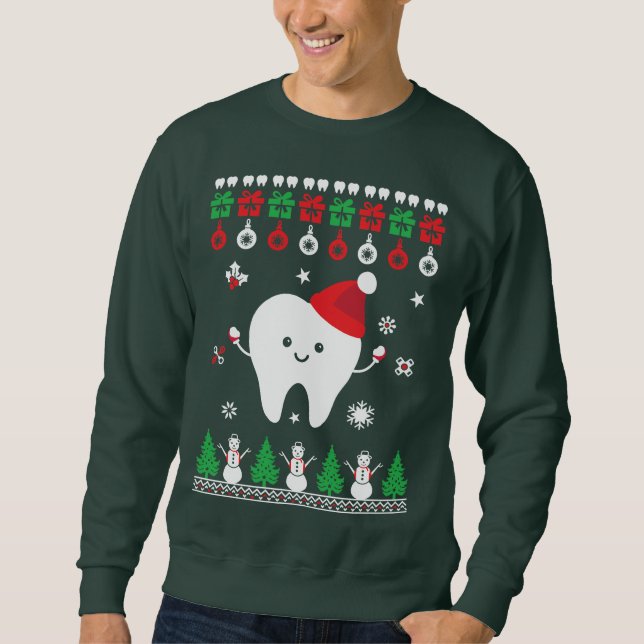 Sudadera Dentista Médico Navidad Diversión sin dolor! (Anverso)