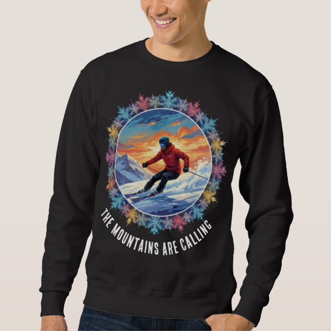 Sudadera Deporte de esquí de invierno - Las montañas están  (Anverso)