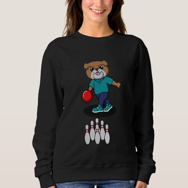 Sudadera Deporte de Mascota irónico de Cute Dog Bowling (Anverso)